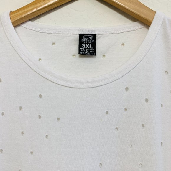 Henry & William New York Womens 3XL White T-Shirt Crew Neck Front Holes - Picture 2 of 12
